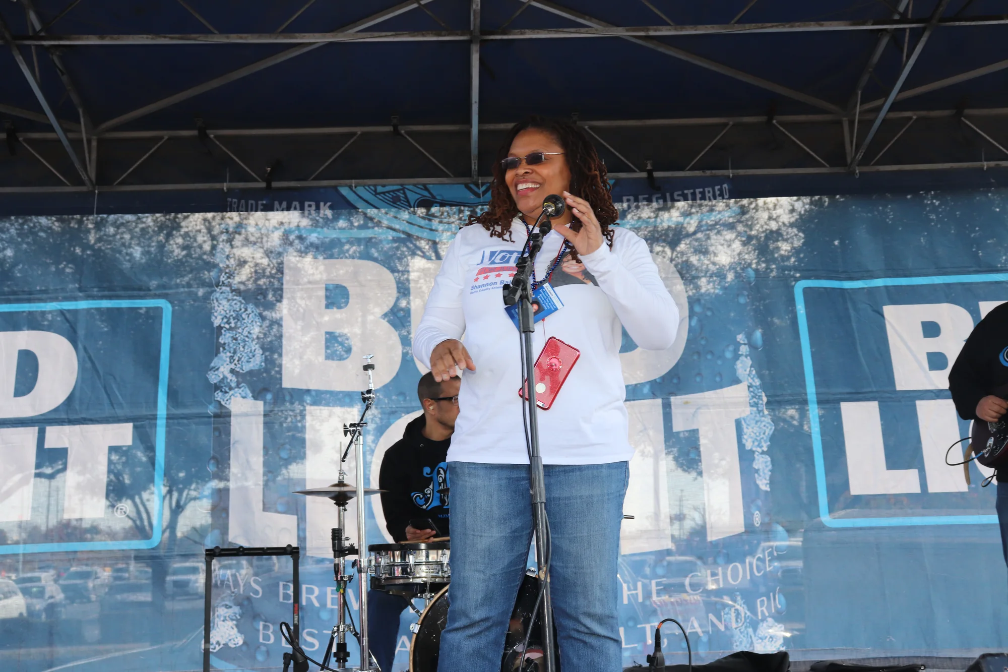Speaker on an outdoor event stage